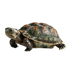 Fototapeta premium View of an Adorable Baby Tortoise Crawling on White Background