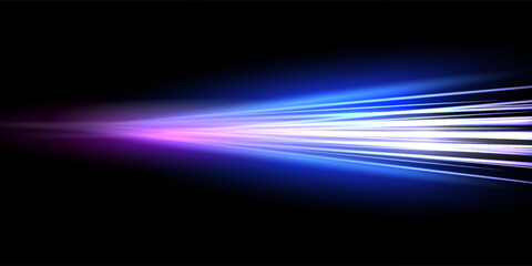 Motion light effect for banners. Blue lines. The effect of speed on a blue background. lines of light, speed and movement. Vector lens flare.