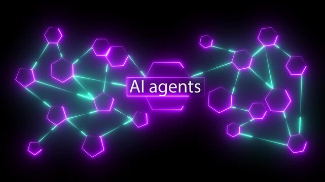 Ai tools or neon box. Multi function for Agentic AI technology concept motion background.
