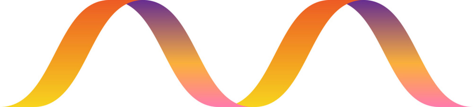 Colorful abstract wave ribbon logo design on transparent background, modern gradient M letter concept, smooth flowing 3D curve shape for branding, creative digital art illustration