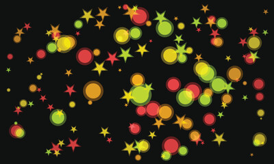 Festive celebration background with colorful stars and bokeh lights creating a magical atmosphere perfect for holiday designs and joyful themes