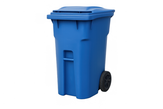 Blue plastic recycling bin for waste sorting and garbage collection, promoting environmental protection and sustainability