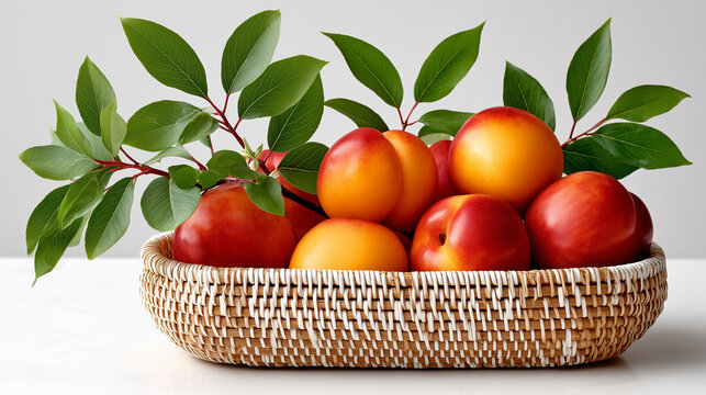 peaches in basket