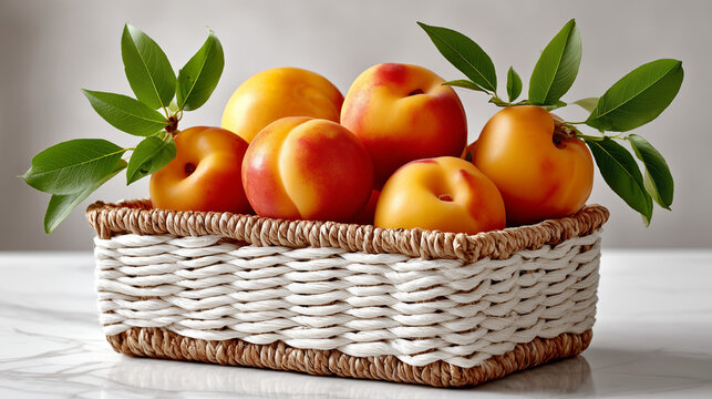 peaches in basket