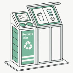 Modern multi compartment recycling bin with clear signage and icons