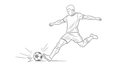 Dynamic soccer player in mid-kick showcasing strength and athletic prowess in vector style