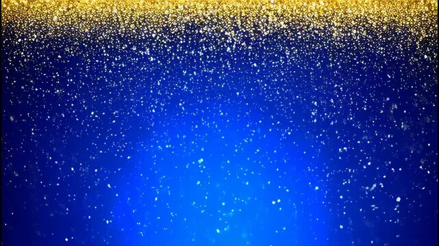 Gold sequins on a blue background are a festive shining gradient for decor and banners