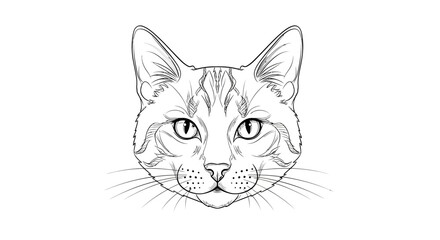 Intricate feline drawing displaying remarkable detail in its linear illustration style