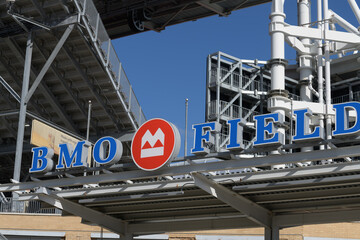 Fototapeta premium BMO Field, a stadium, located at 170 Princes' Blvd, Exhibition Place, Toronto - southwest sign