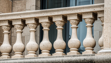 Intricate Stone Balustrade Design with Refined Details