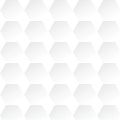 Seamless pattern of white hexagons with subtle gradient effect, isolated on white background