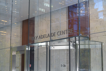 Fototapeta premium sign over entrance to Bay Adelaide Centre East Tower, 22 Adelaide St W, Toronto