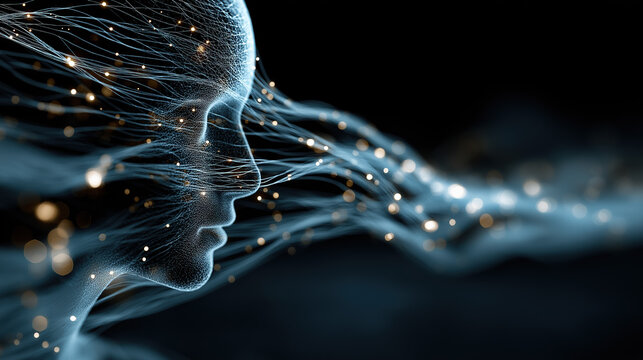 Big Data Artificial Intelligence Neural Network Flow Visualization Machine Learning Technology Innovation Cyberspace Digital Information Analysis Future Science Complex Data Stream Background