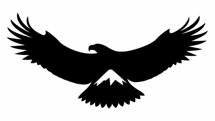 Obraz premium Majestic eagle soars high in silhouette, wings spread wide, a symbol of freedom and strength