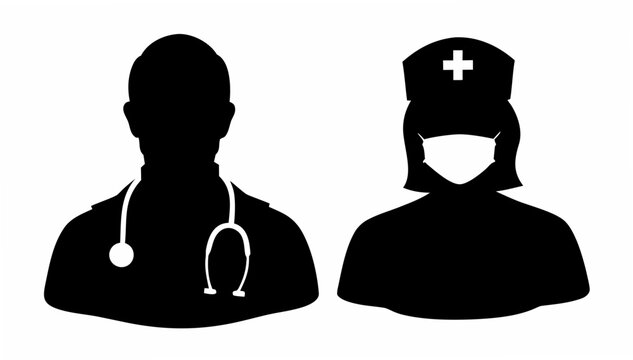 Essential healthcare workers doctor and nurse ready to serve patients during pandemic emergency, vector