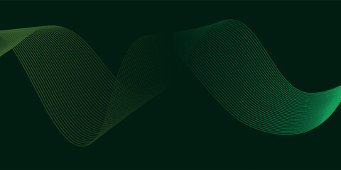 3D green lines techno abstract background overlap layer on dark space with waves effect decoration. Modern graphic design element stripes style concept for web, poster, flyer, card, or brochure cover