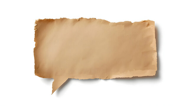 Realistic torn paper speech bubble with empty space for text on white background, communication concept