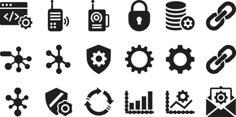 Fototapeta premium Set of technology and data icons for web and app development