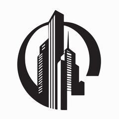 Modern Geometric Architectural Logo Design Vector on white background