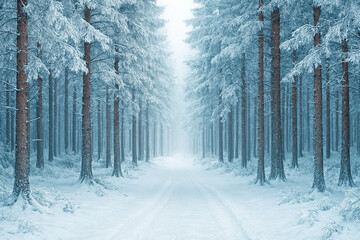 winter forest in the morning