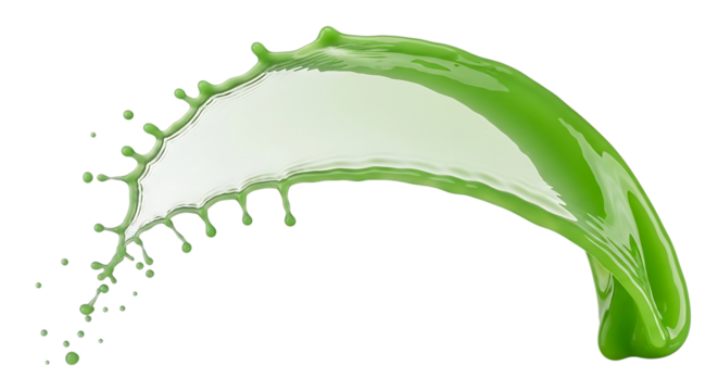 Green liquid splash for organic product concept