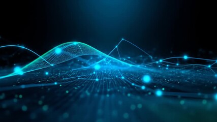 Abstract digital network connections with glowing dots and lines in blue. - Powered by Adobe