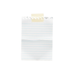 Torn lined paper with tape isolated on transparent background