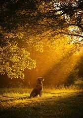 Golden light bathes a serene outdoor setting, representing the cherished spirit and fleeting joy of the warm season ,natural ,gentle ,quiet