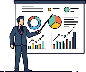 Man presenting a business report with charts