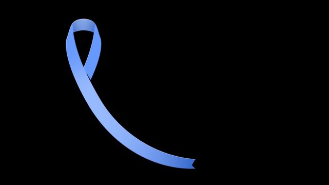 animated short blue ribbon with blood drops, diabetes awareness concept, animation footage video on alpha channel(transparent) background.