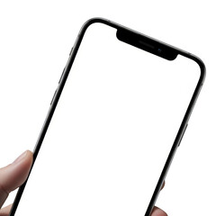 Modern smartphone with blank screen isolated on transparent background