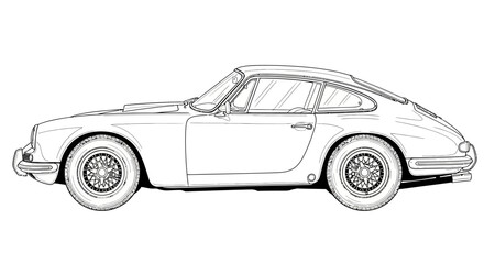 Fototapeta premium Classic car design concept sketch illustration capturing vintage automobile aesthetics and