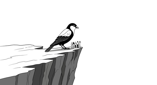 Bird's-eye view concept illustrating perspective shift on the edge of reality or insight