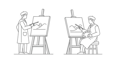 artists painting on easels with focused expressions