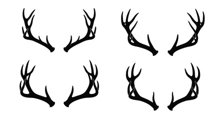 a collection of black antler silhouettes arranged neatly in rows