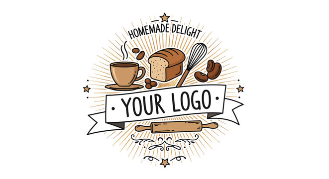 Charming artisanal bakery and coffee logo design with customizable text