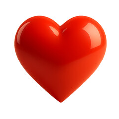Glossy Red 3D Heart Symbol Isolated on Transparent Background – Romantic Love Icon, Valentine’s Day Decoration, Shiny Heart Shape for Design, Emotion and Passion Concept
