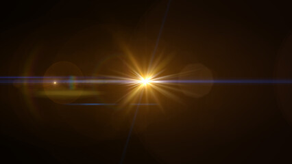 Digital lens flare, burst on black background