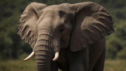 Magnificent African Elephant Portrait - Majestic Creature in Natural Habitat.