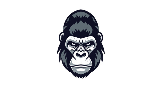 Intense gorilla face illustration, vector image representing strength and dominance animal