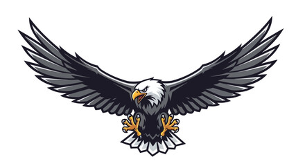 Fototapeta premium Powerful bald eagle illustration in flight capturing freedom and determination with fierce gaze