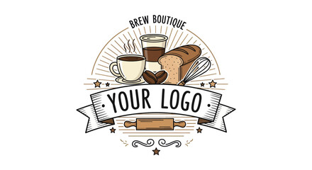 Artisanal Brew Boutique Stamp with Bakery and Coffee Elements Design