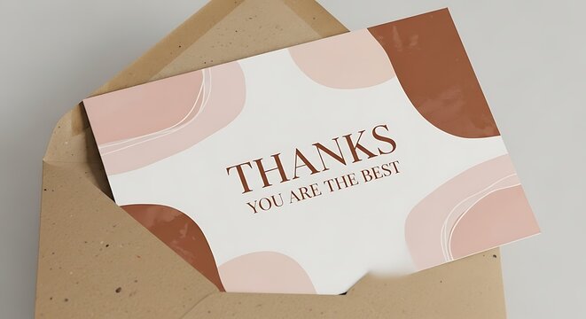 Thank you card in an envelope for sending appreciation messages