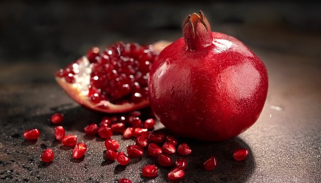 pomegranate fruit with seeds on textured surface fresh and juicy pomegranate showcasing vibrant red color and healthy benefits