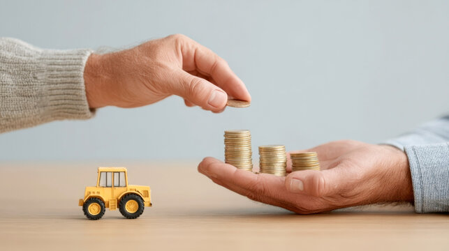 Financial security and investment growth depicted by hands holding a miniature house and earth with flowing silver coins