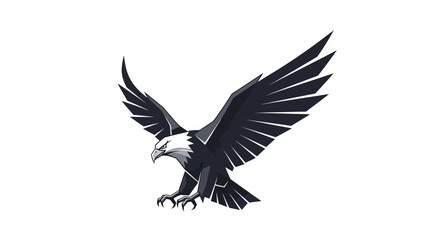 Obraz premium Striking vector illustration of a bald eagle poised for landing against white backdrop