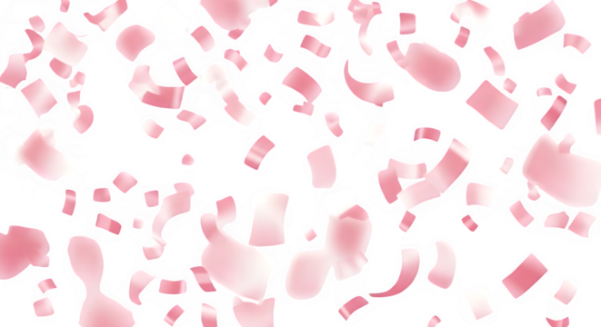 Delicate Petal Cascade: A mesmerizing array of falling pink petals, each one a unique shape, gracefully descends. evoking feelings of freshness and fleeting beauty.