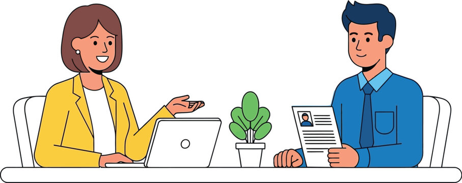 Job interview with a candidate and interviewer at a desk