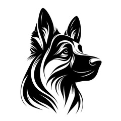German shepherd dog side view vector. Diversity of breeds, pet and friend for human. Vet clinic professional services, grooming salon and dog food decoration. Gentle nanny dog