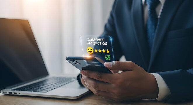 Businessman using smartphone with holographic financial data and stock market analytics